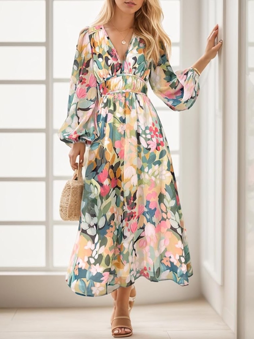 NWT Floral chiffon midi dress